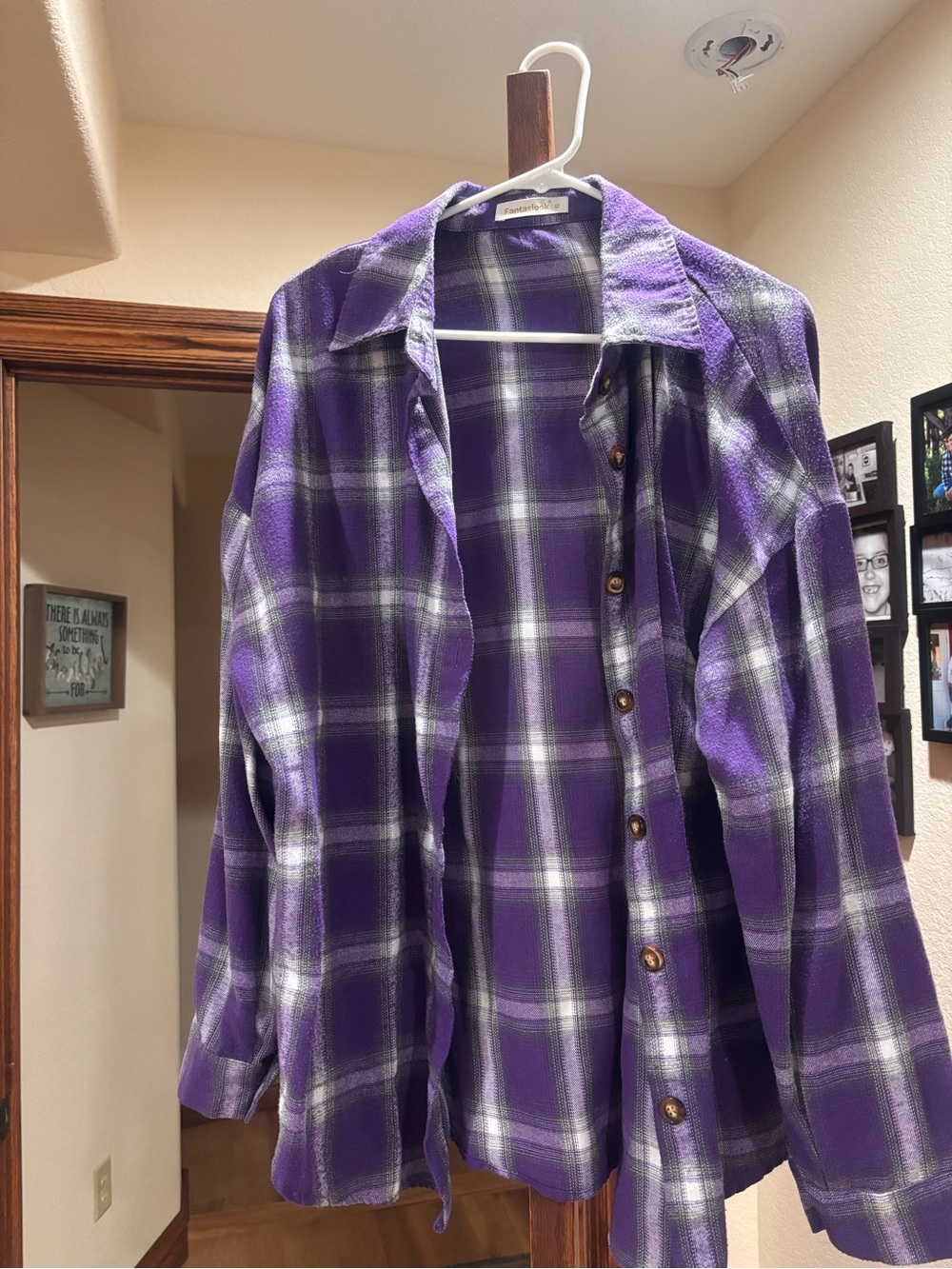 Purple Plaid Button-Down Shirt for Women